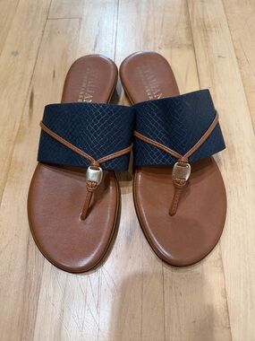 Italian Shoemakers Brown and Black Leather Slide Sandals